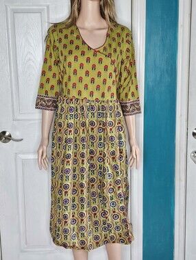 Indubindu Olive Print Midi Dress 2XL